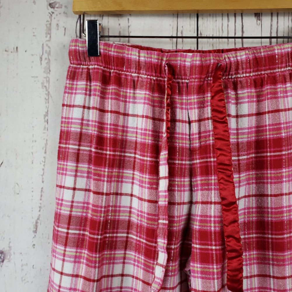 Sonoma Womens Pajama Pants Size Small Plaid Pull On Stretch Waist Cotton Red - Picture 2 of 5